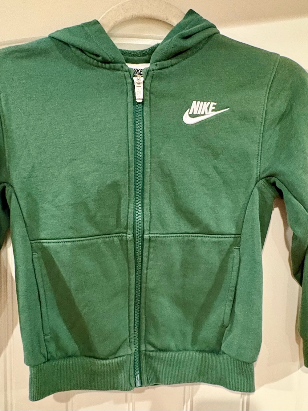 Nike Kids Green Full-Zip Hoodie with White Logo